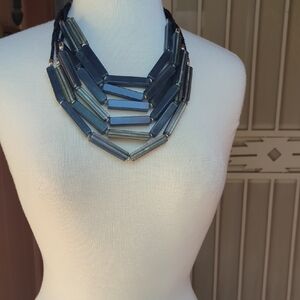 Chico's Layered Hematite-Bar Statement Necklace - Gray